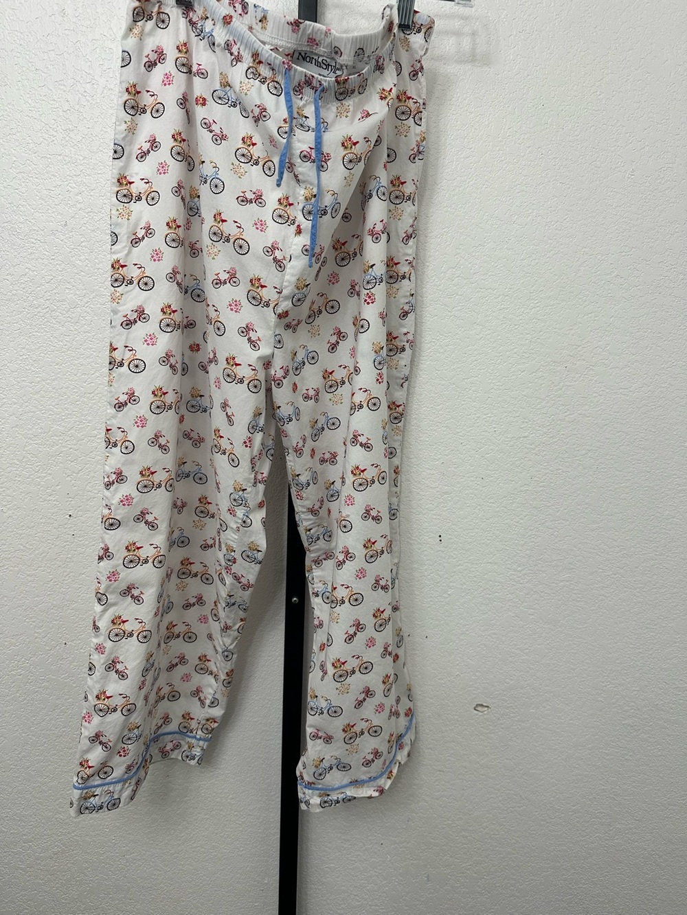 NorthStyle Kids White Pajama Pants with Multicolor Bicycle Print
